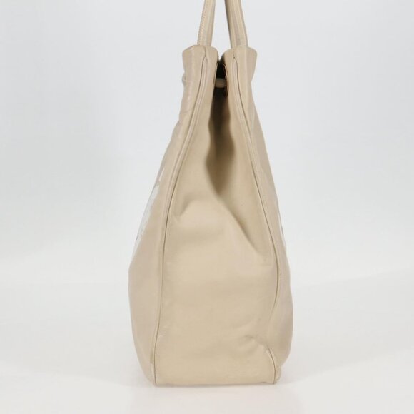 CHANEL Tote Bag Lamb Skin Beige Gold CC Auth 118935V - Picture 5 of 16